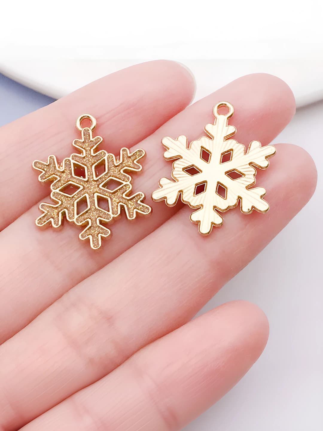 1 шт жёлтый золото Рождество снежинка 24x19x1.5mm-1.7g