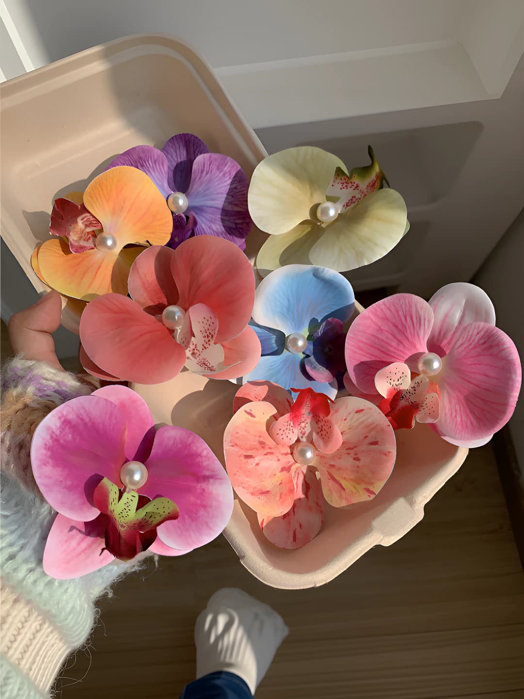 Women's flower hair clip: artificial orchid, handmade, Korean style, fresh and sweet design element