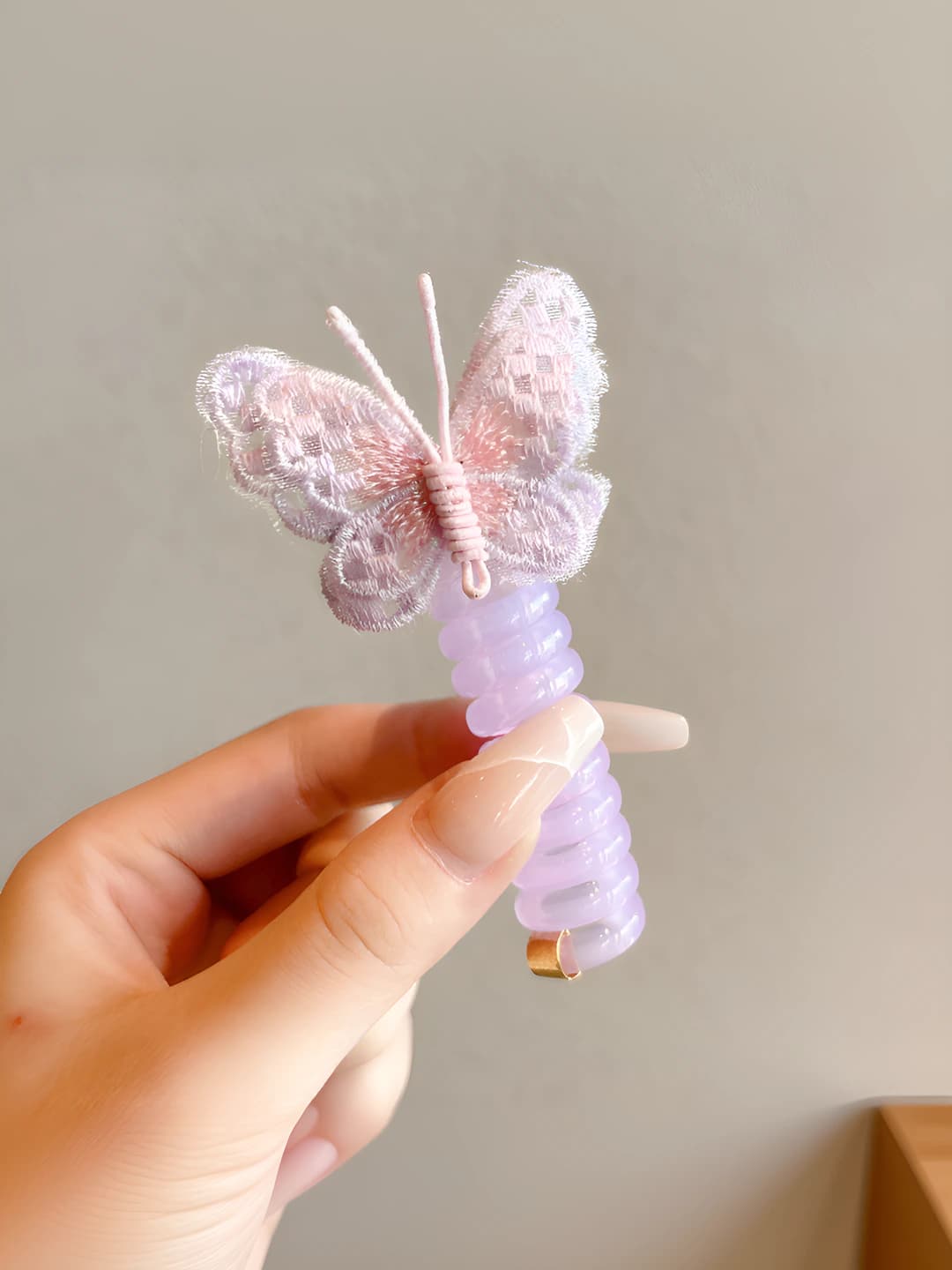 5# Purple butterflies, wire hair tie