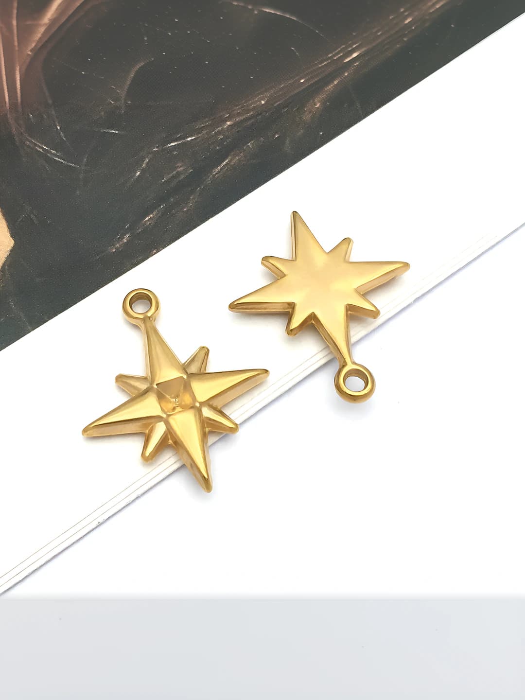 1 шт 17x20x3mm, 1.7mm золотая сталь 8-лучевая звезда