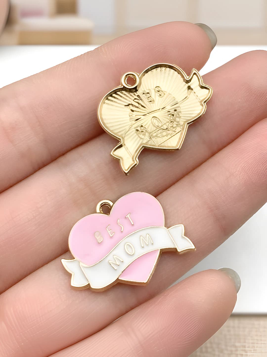 1 шт. розовый День матери лучшая мама сердце 22×17mm-1.3g