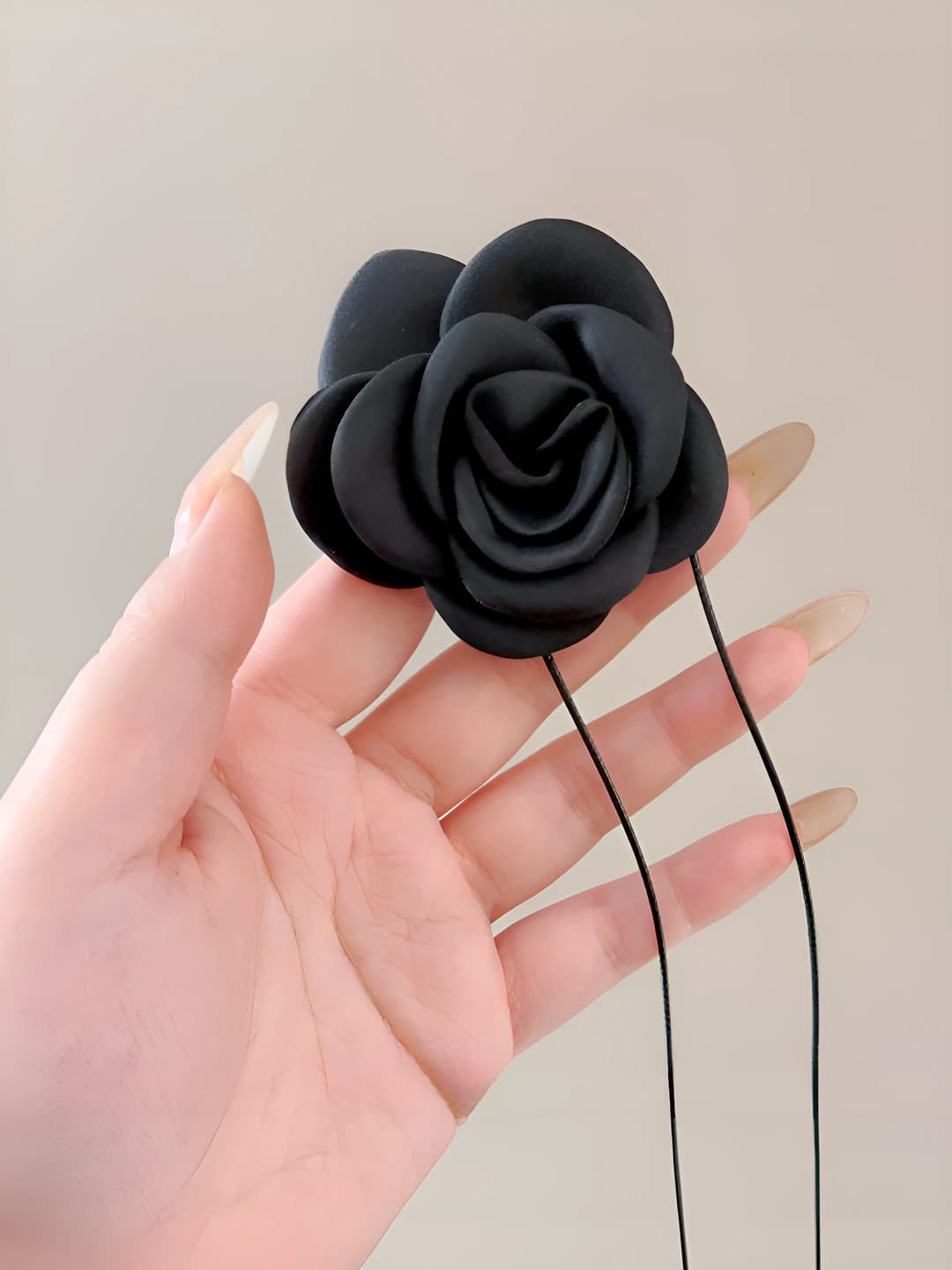 3# Black fabric flower