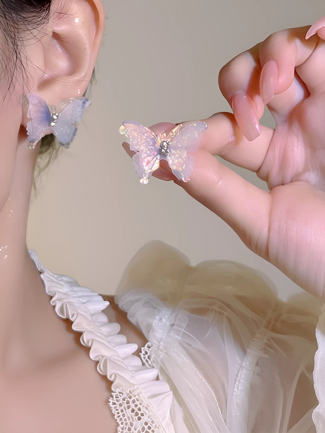 #Blue butterfly stud pair