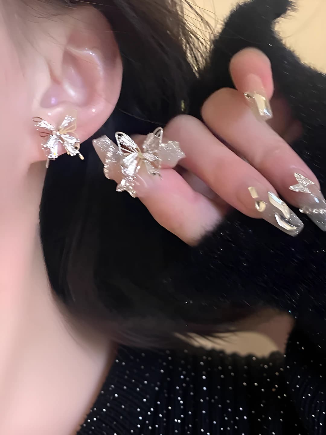 7# Openwork butterfly zircon stud