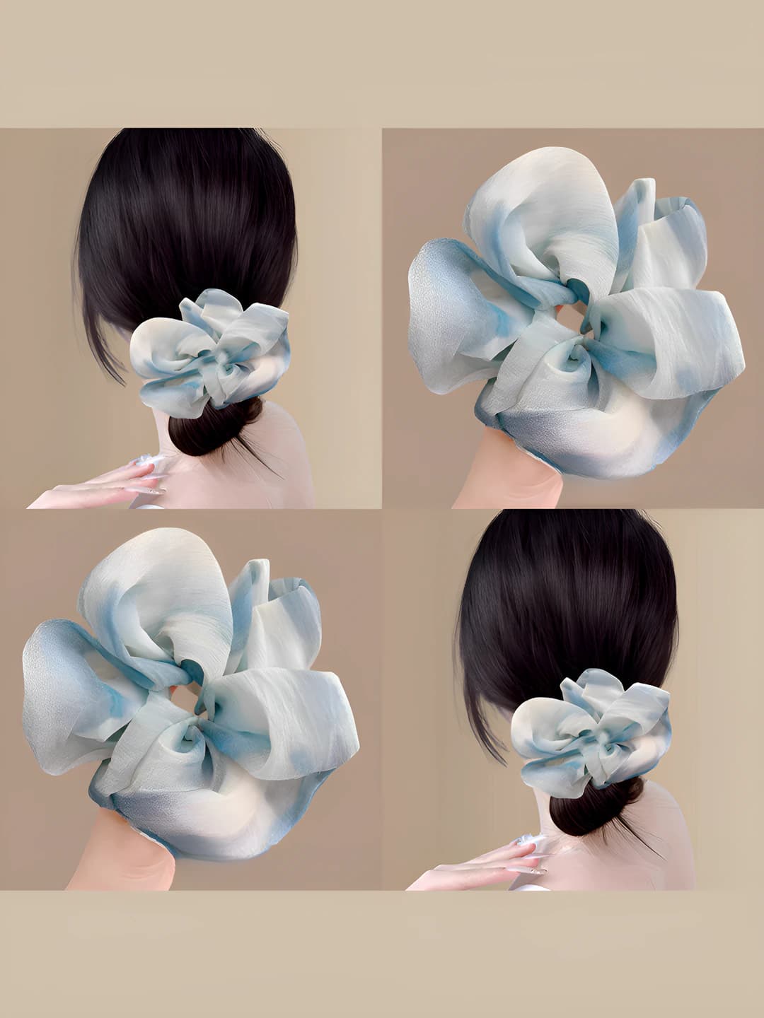 Women's hair tie scrunchie tie-dye, Korean style, bow style, chiffon
