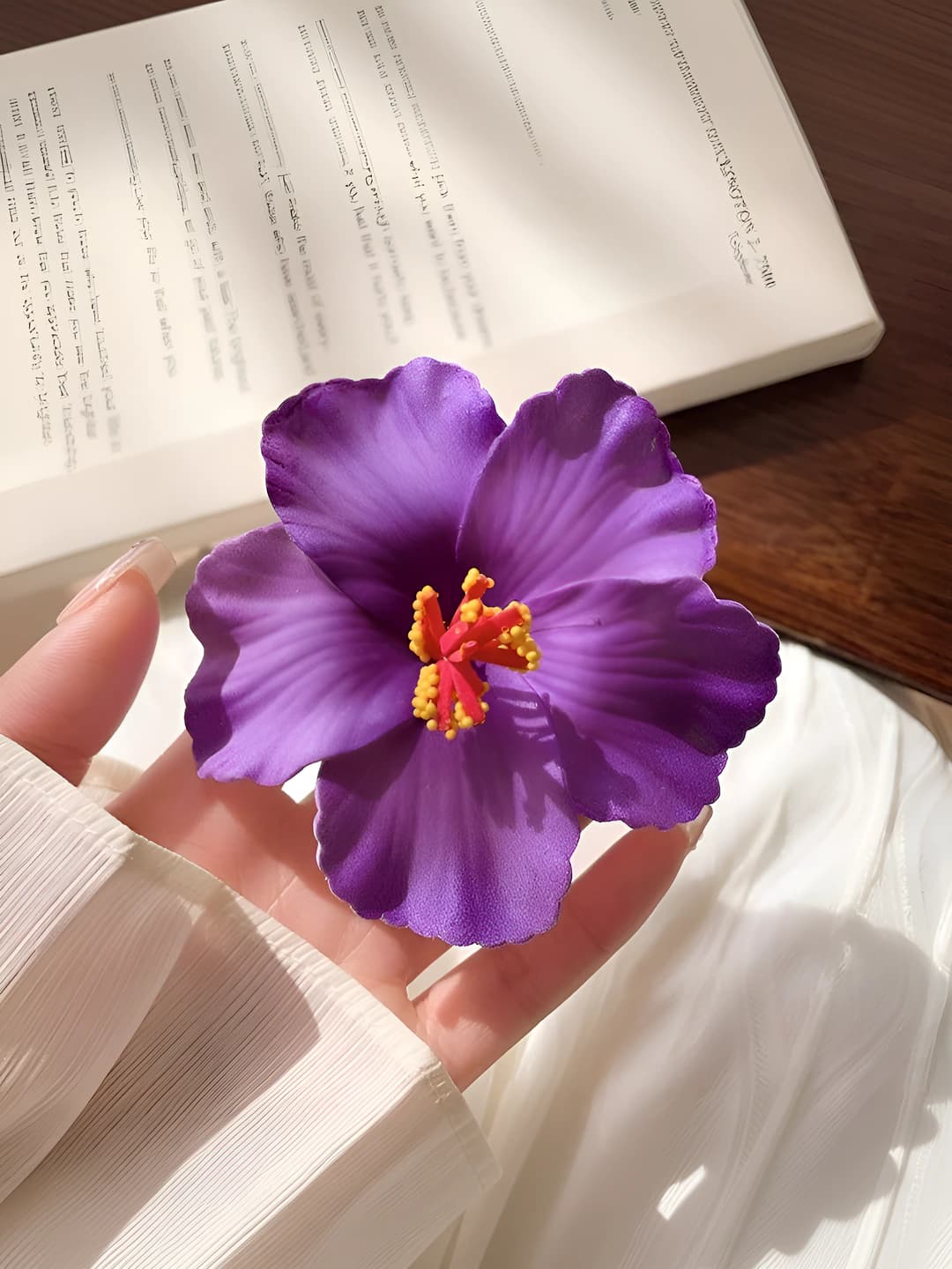 2# Purple plumeria hair clip ~9.5 cm