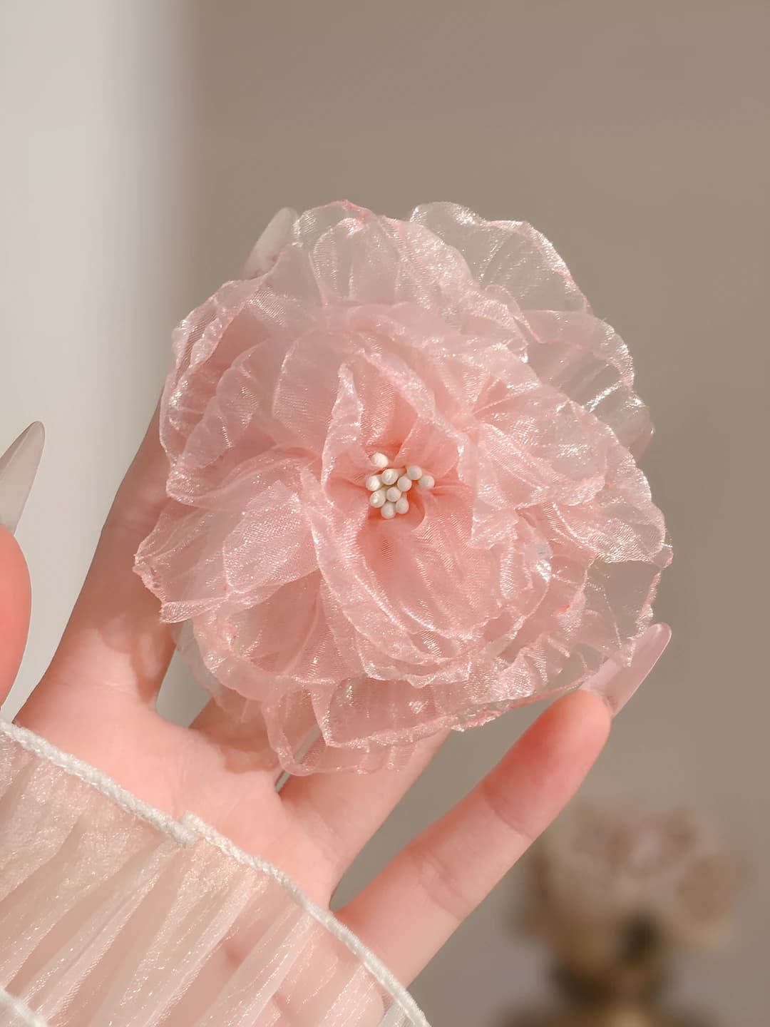 1# Red floral side clip