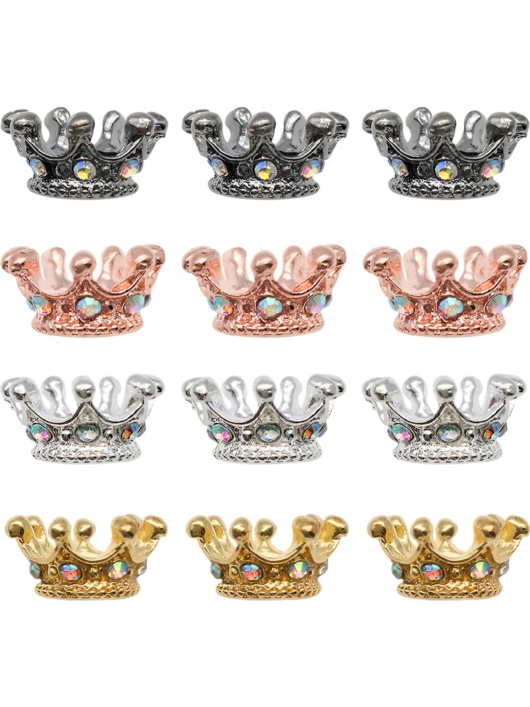 Women's crown-shaped alloy charm set with crystals 6x12mm for DIY jewelry