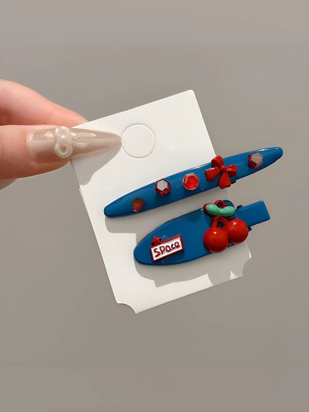 1# Бант и вишня 2 шт 5cm/6.5cm