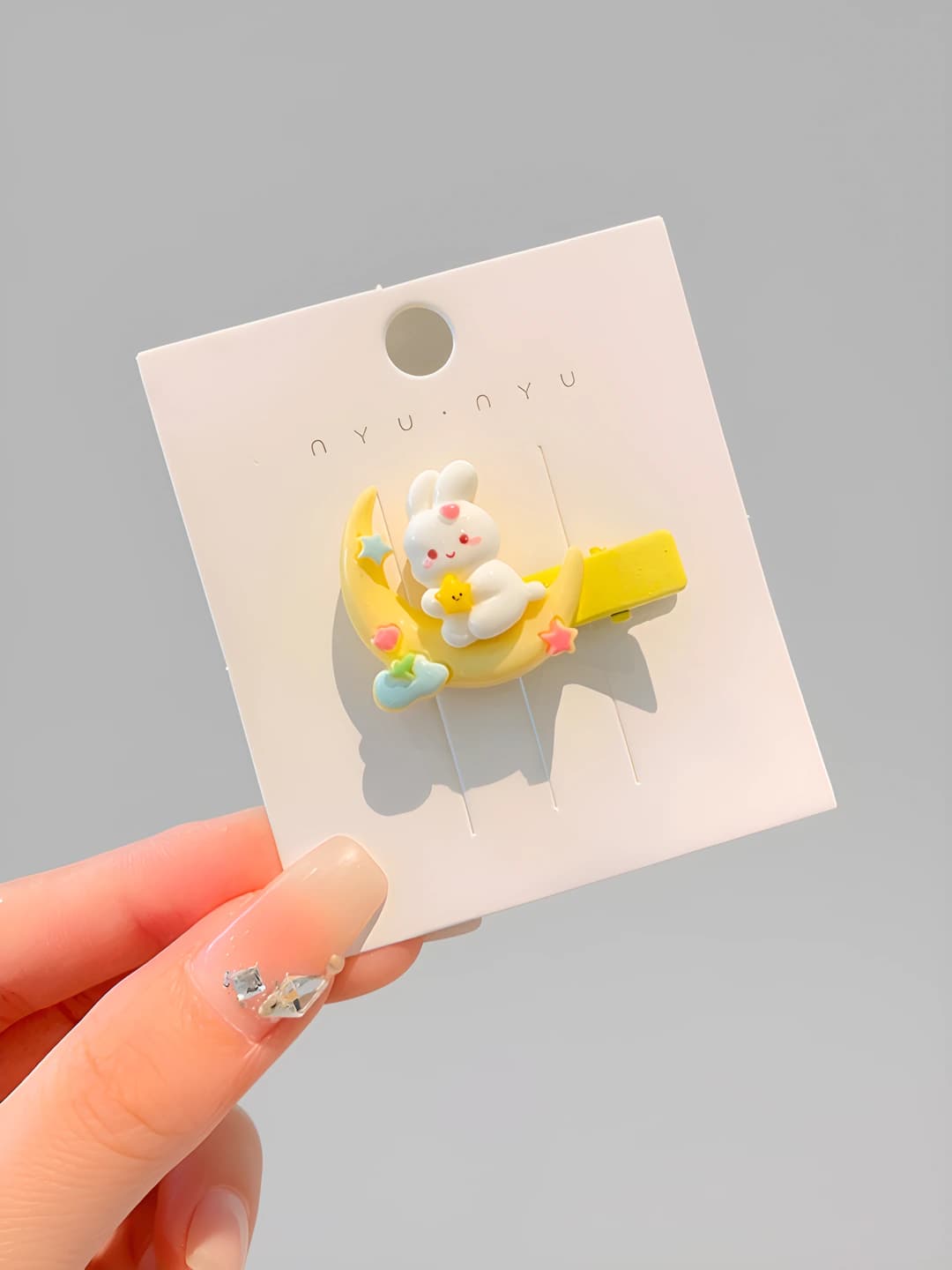 Moon bunny hair clip, 3.5 cm