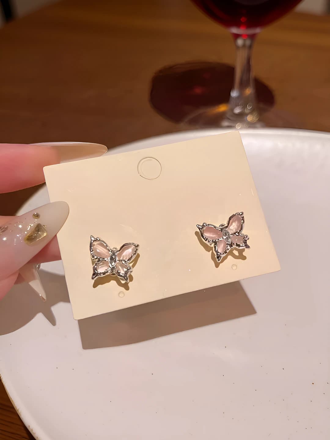 4# Double layer pink butterfly