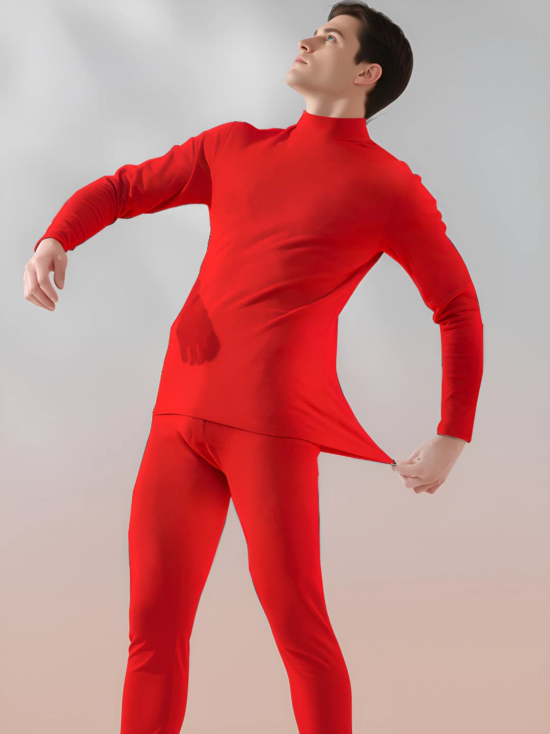 Men's G1002 Bright Red Mandarin Suit