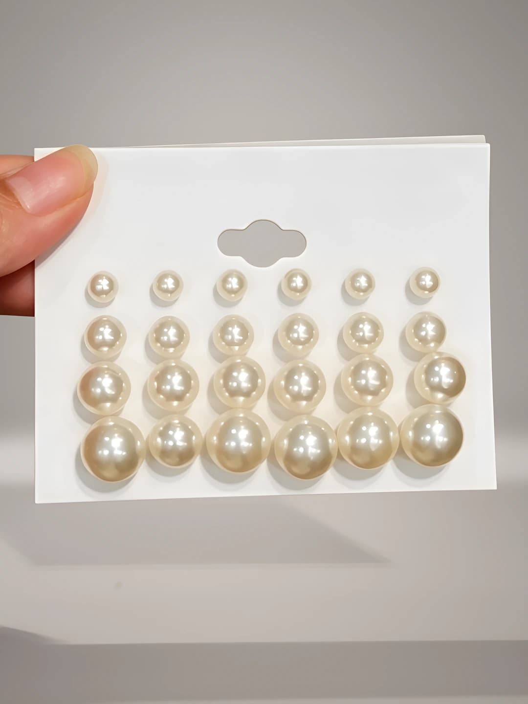 1# Beige faux pearl 12 pairs Alloy