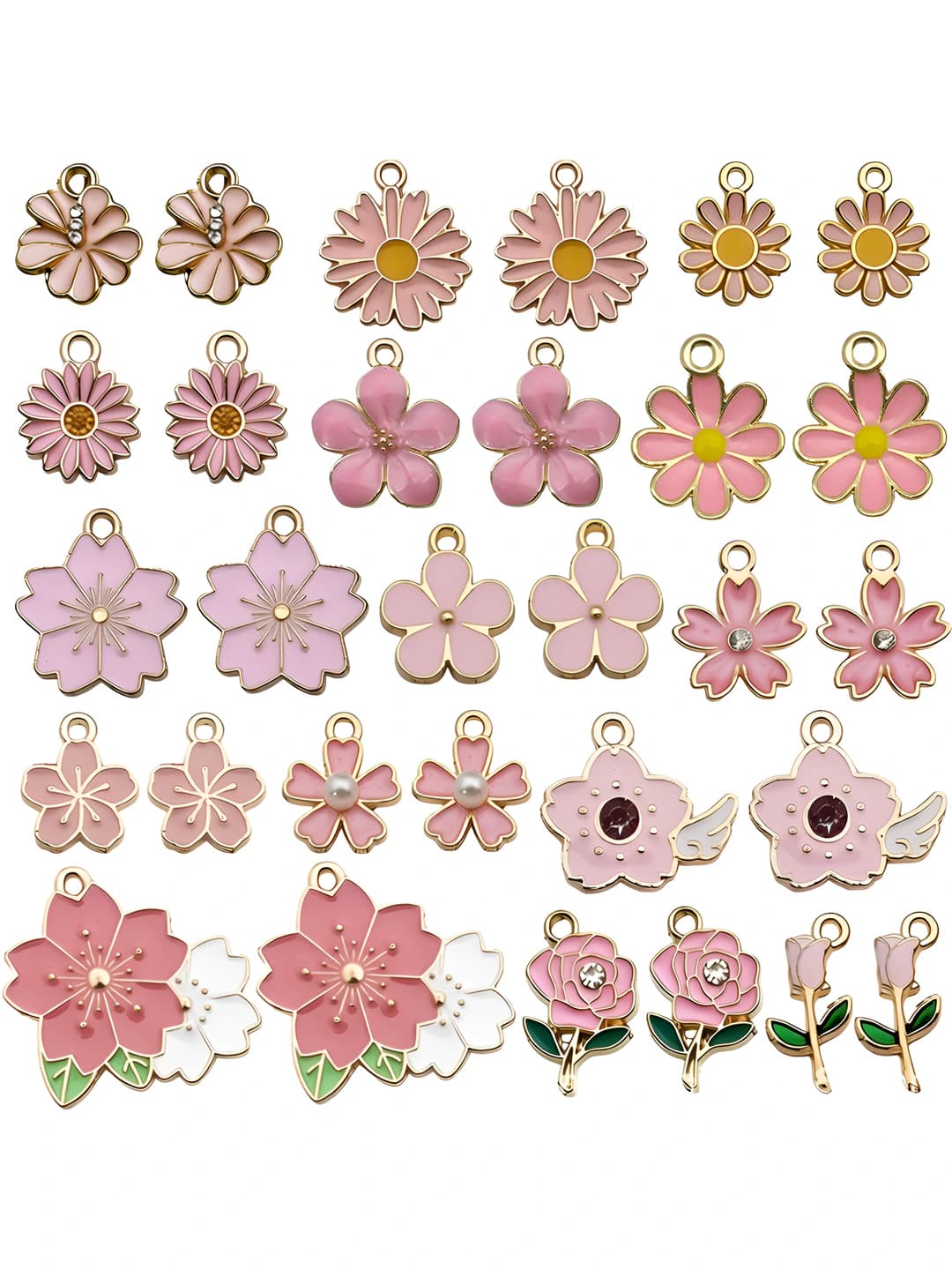 Aralash 30 dona pushti gulli, 15 turdan 2 tadan-34g-SN745