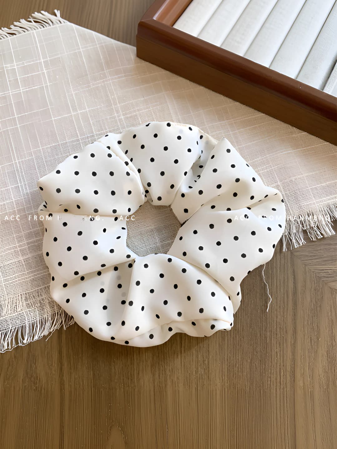 Satin polka dot scrunchie