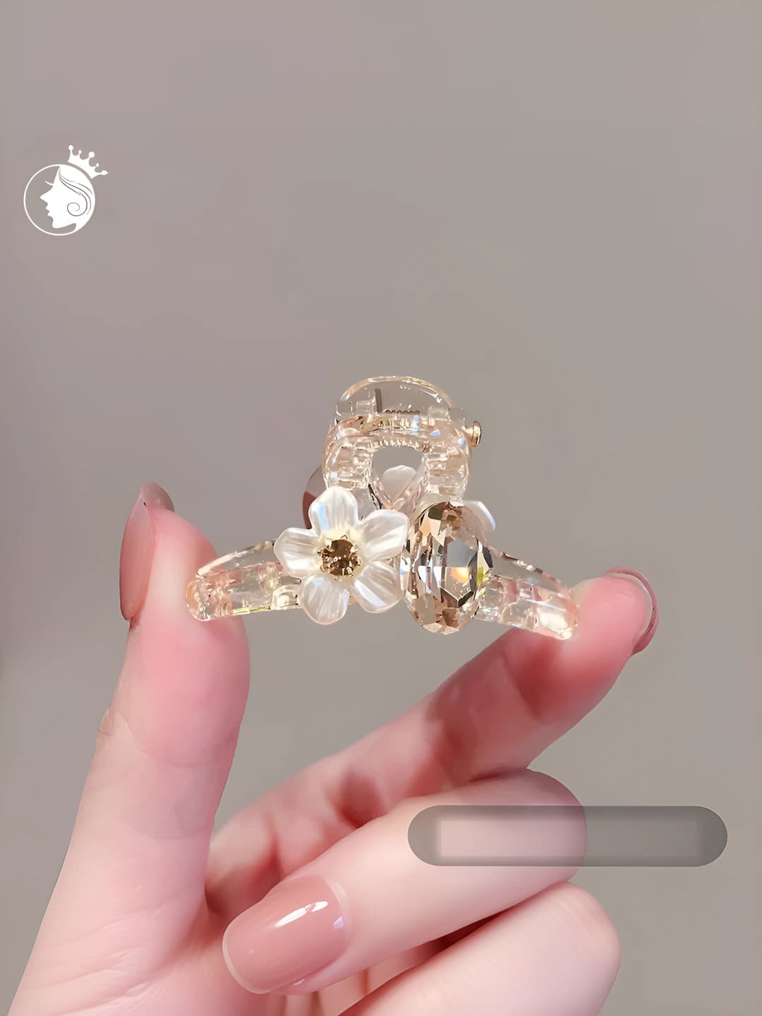 Зажим с цветами и бриллиантами (4.5cm)