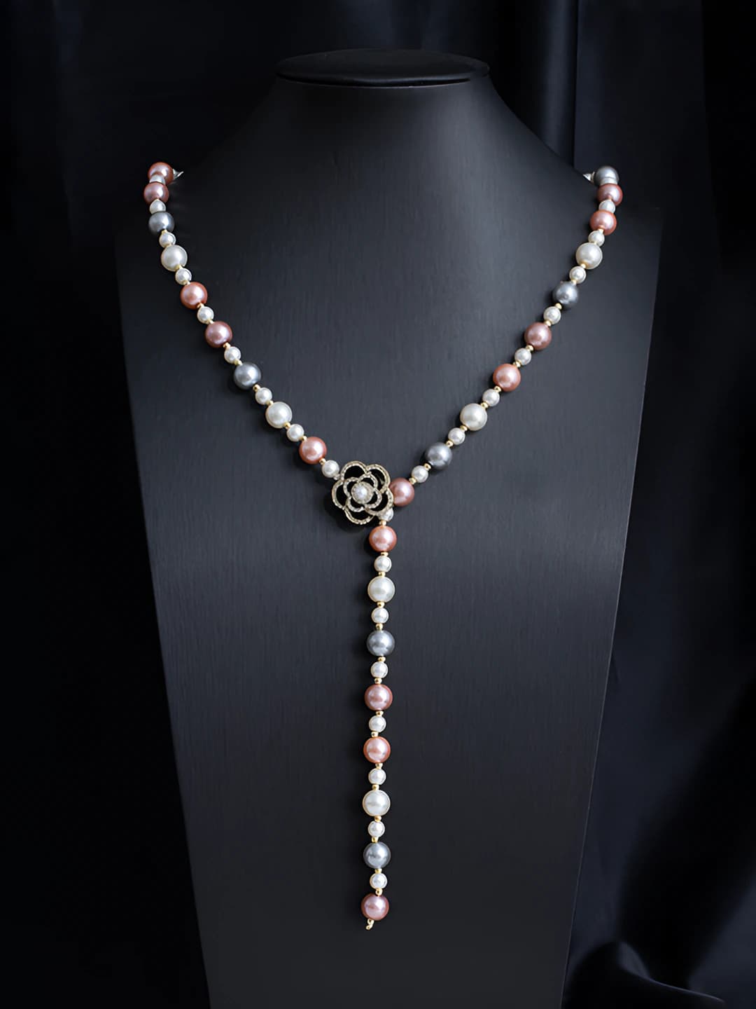 X1021 Gold flowers - pink, white, grey