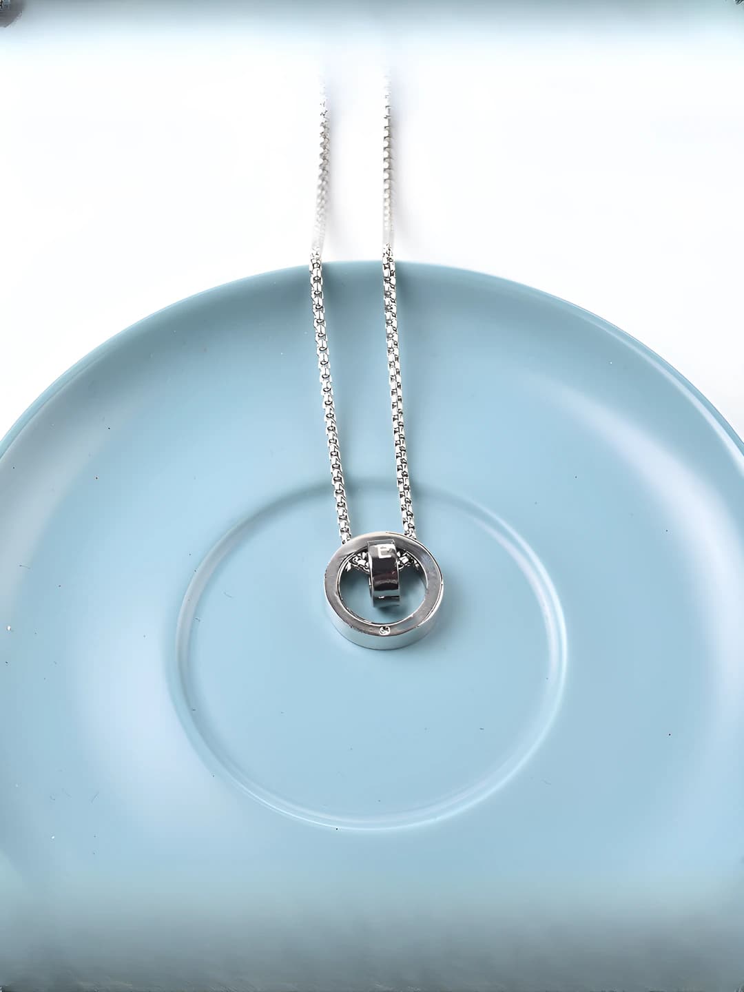 LOVE double ring, 60 cm titanium steel