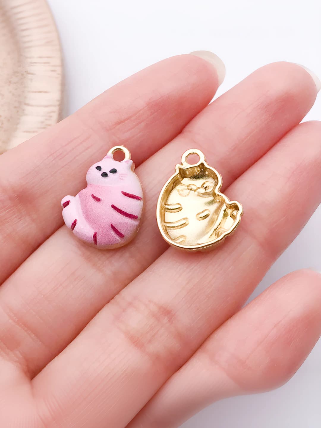 1 шт Розовый эпоксидный принт свернувшийся кот 18x13mm-0.9g