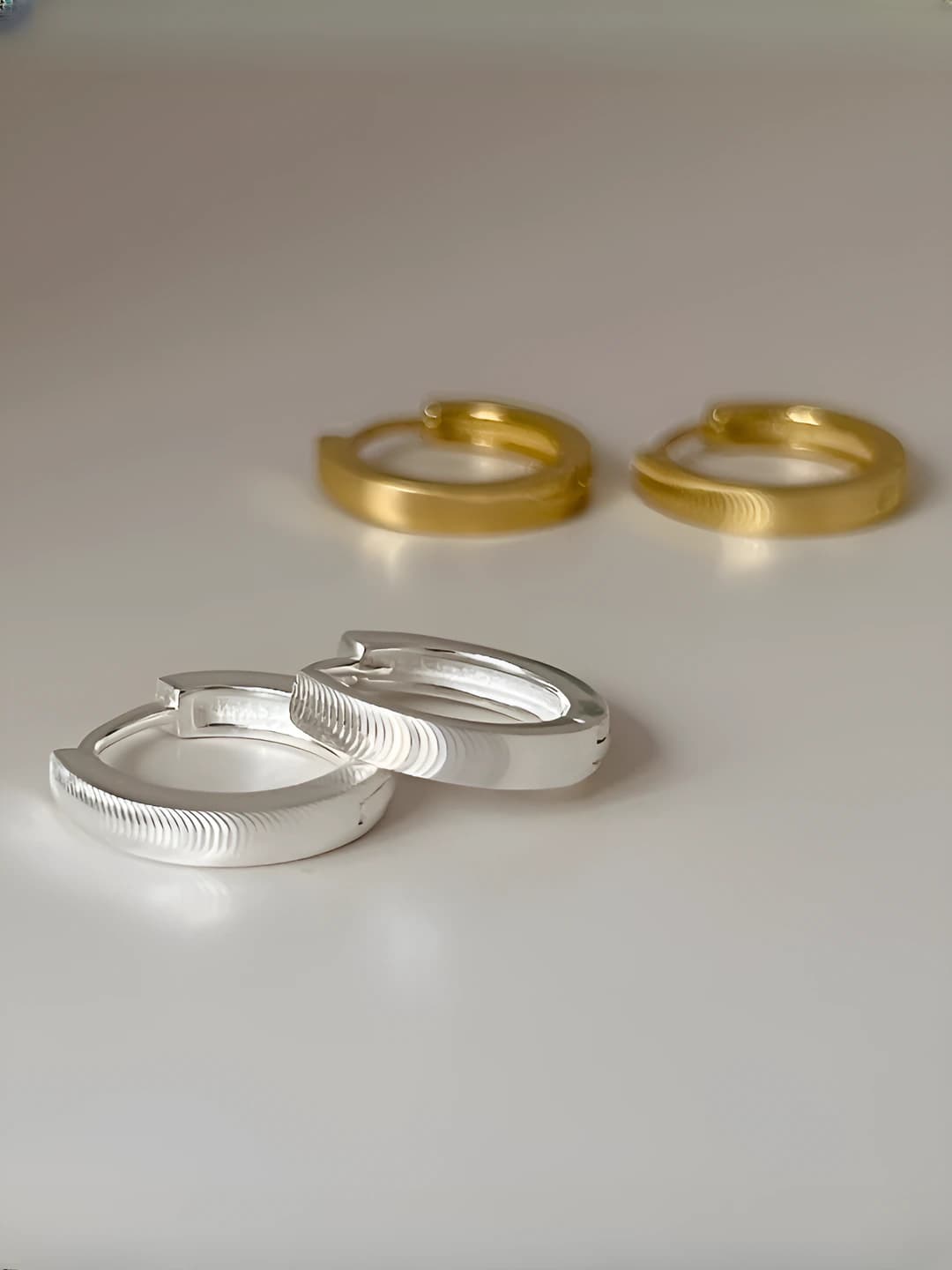 Women's copper hoop earrings in Korean style with geometric shape and electroplating