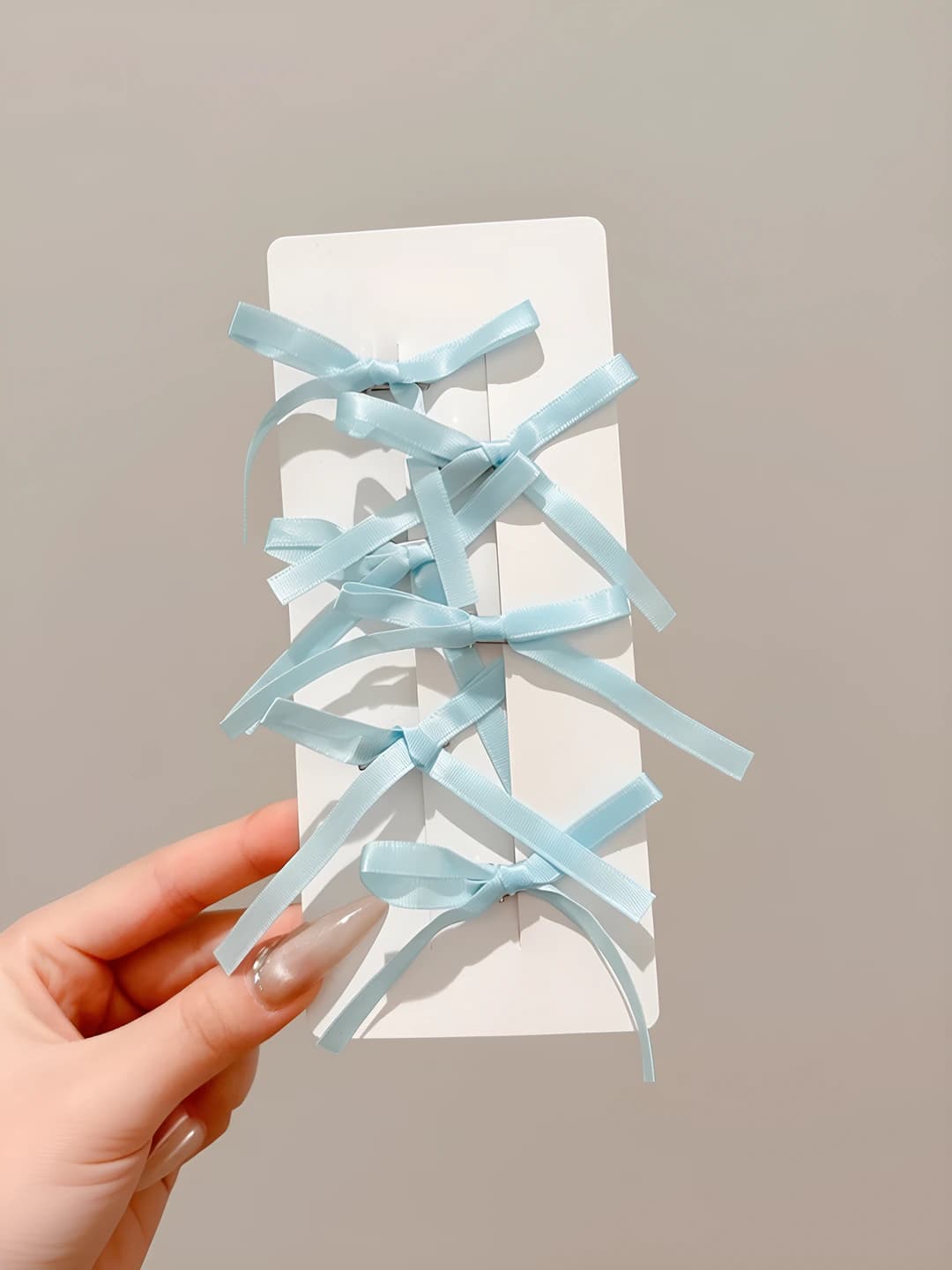 4# Blue French polyester ribbon 6 pcs