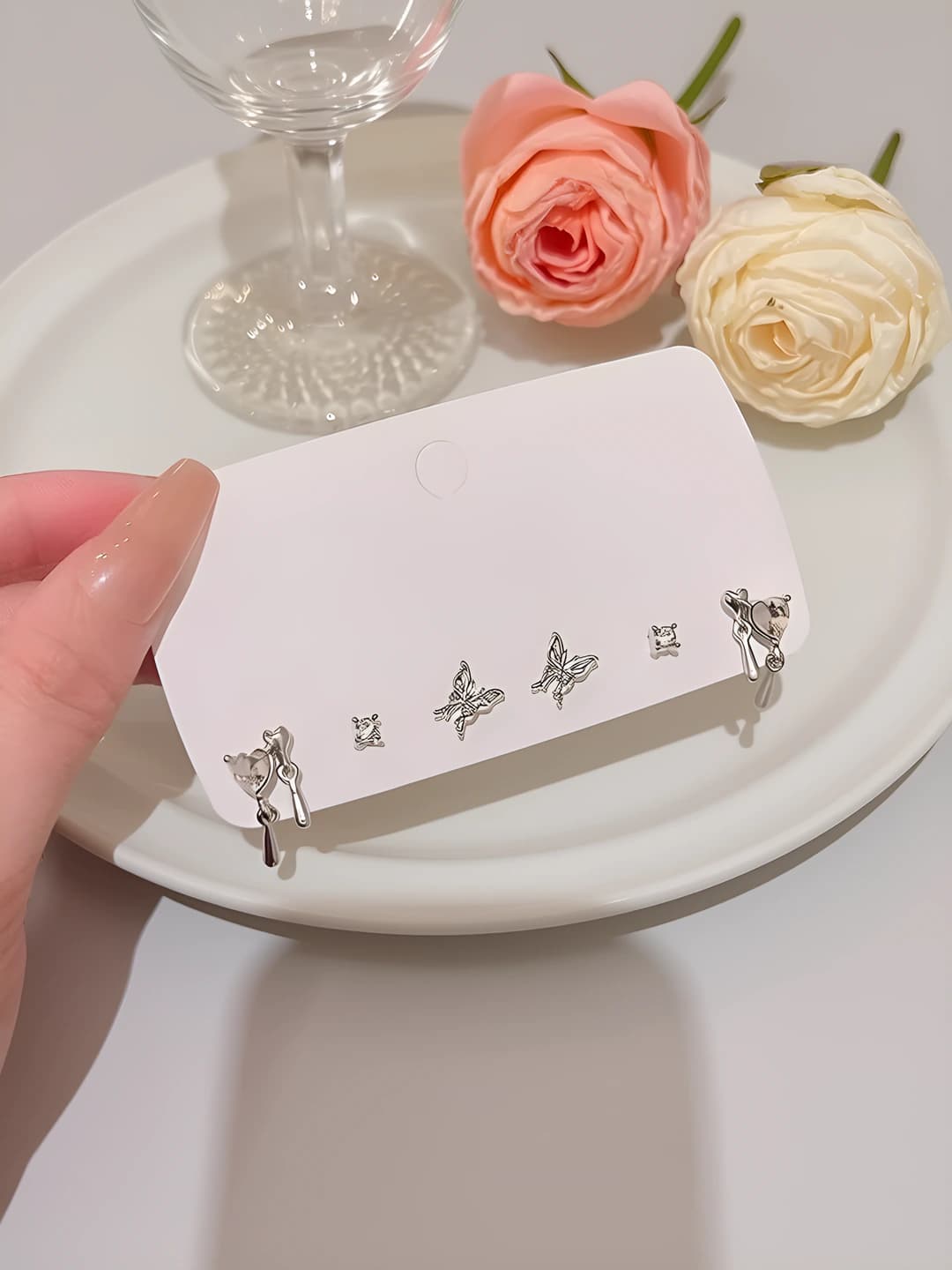 9# Butterfly-heart set - Silver