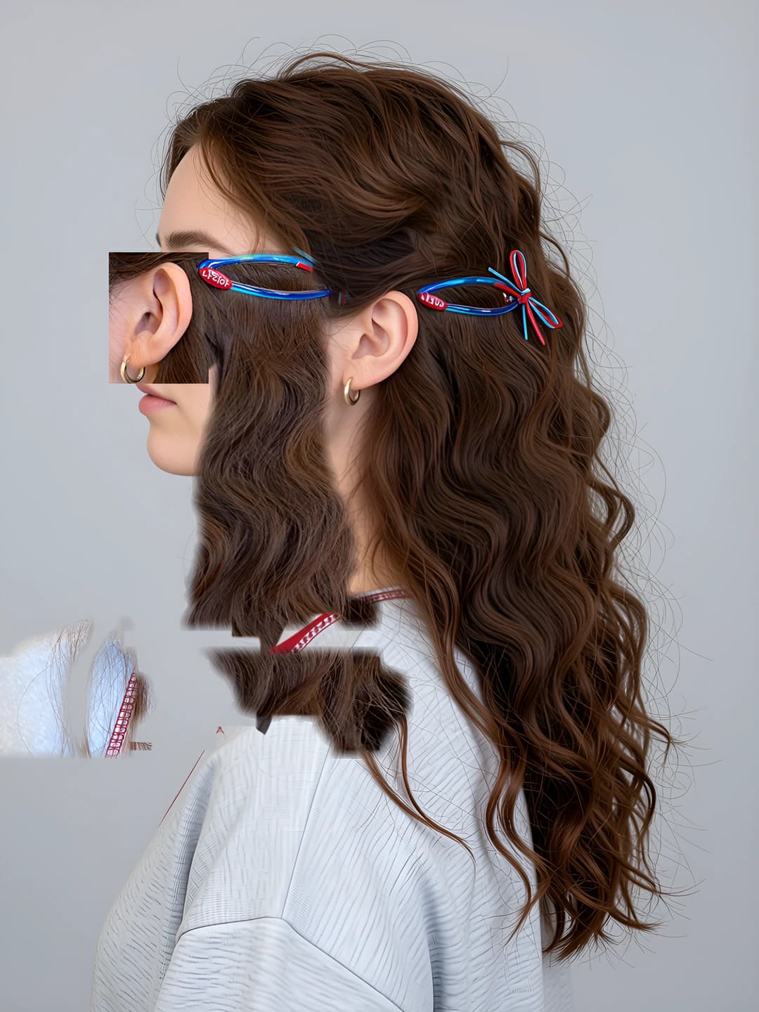 Red-blue contrast bow