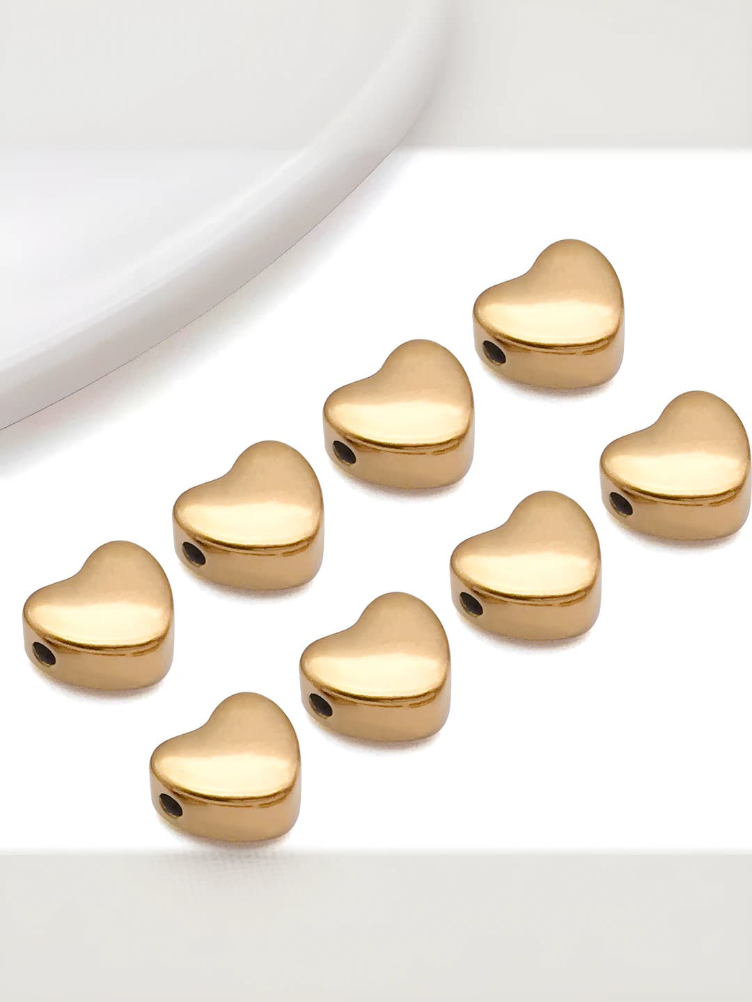 Gold heart spacer, 8x9x4.5mm