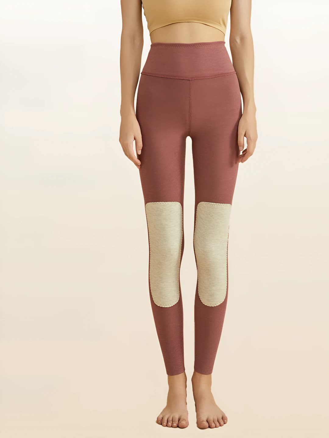 Women's lower part of thermal underwear: fleece-lined, thickened, high waist, with cashmere patches, warm, autumn-winter
