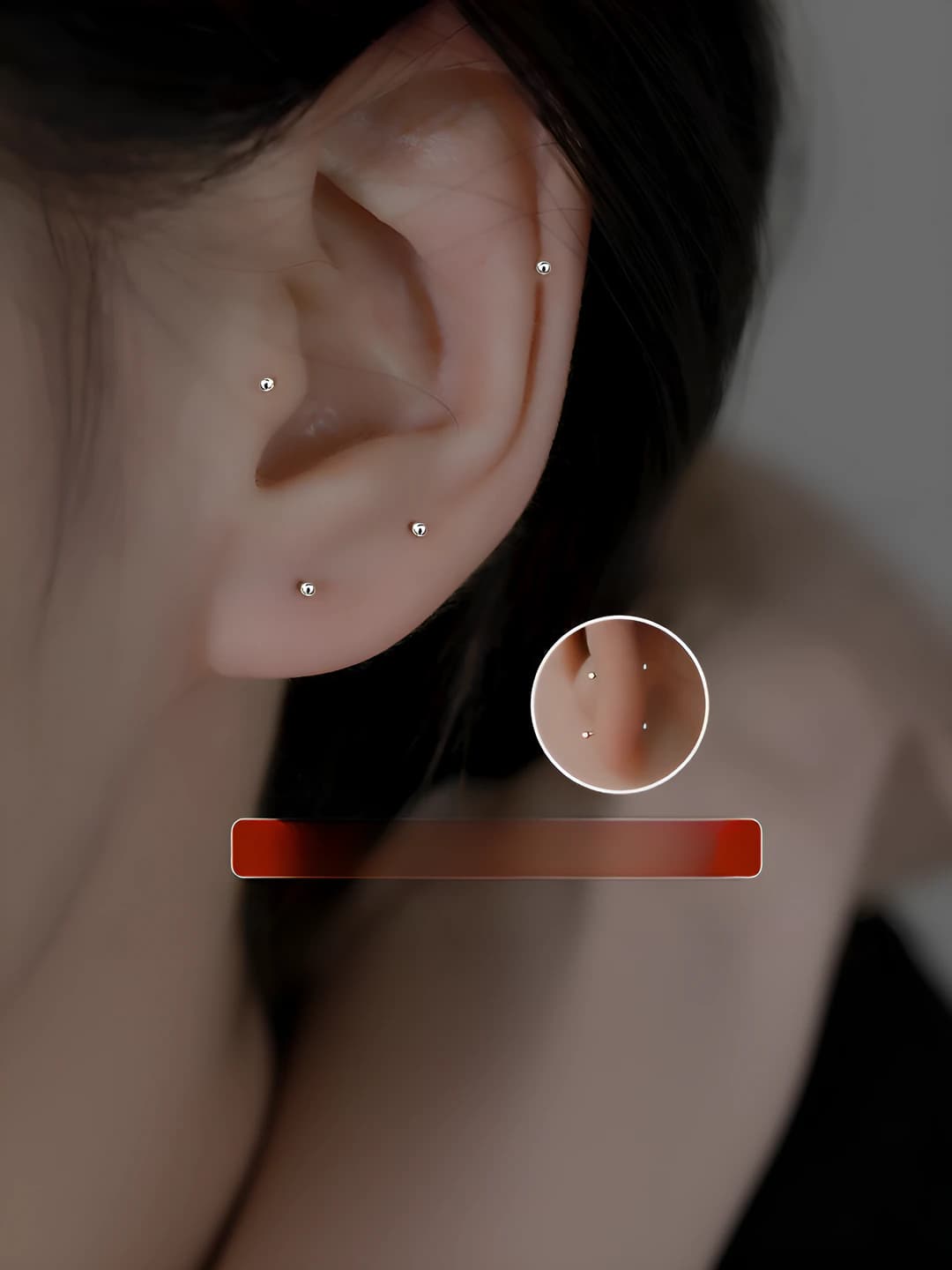 1# Double-sided small studs, 1 pair