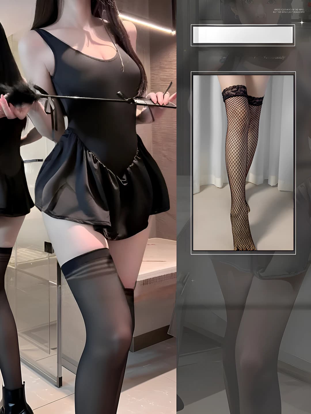 Black + black fishnet tights