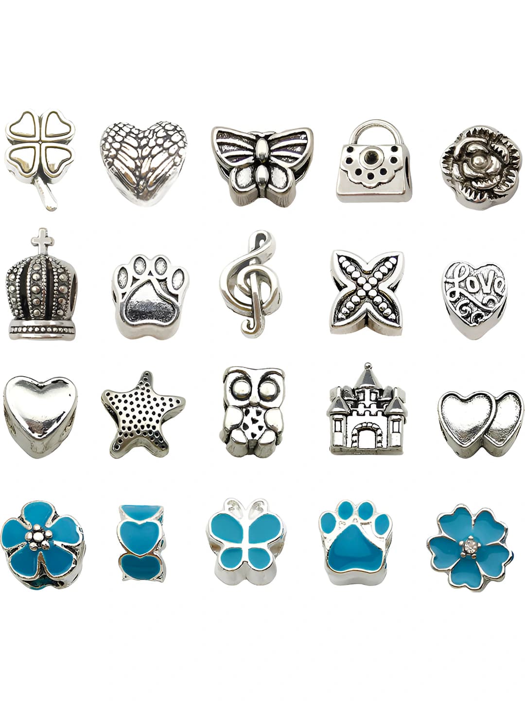 20 pcs mixed blue large hole beads