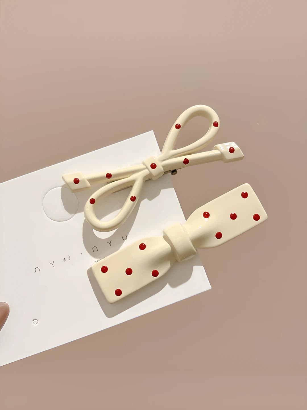 1# White polka dot pair 5cm