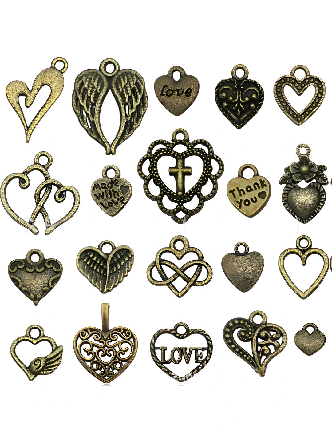 20 pcs mixed antique teal heart series, 1 each, 17g