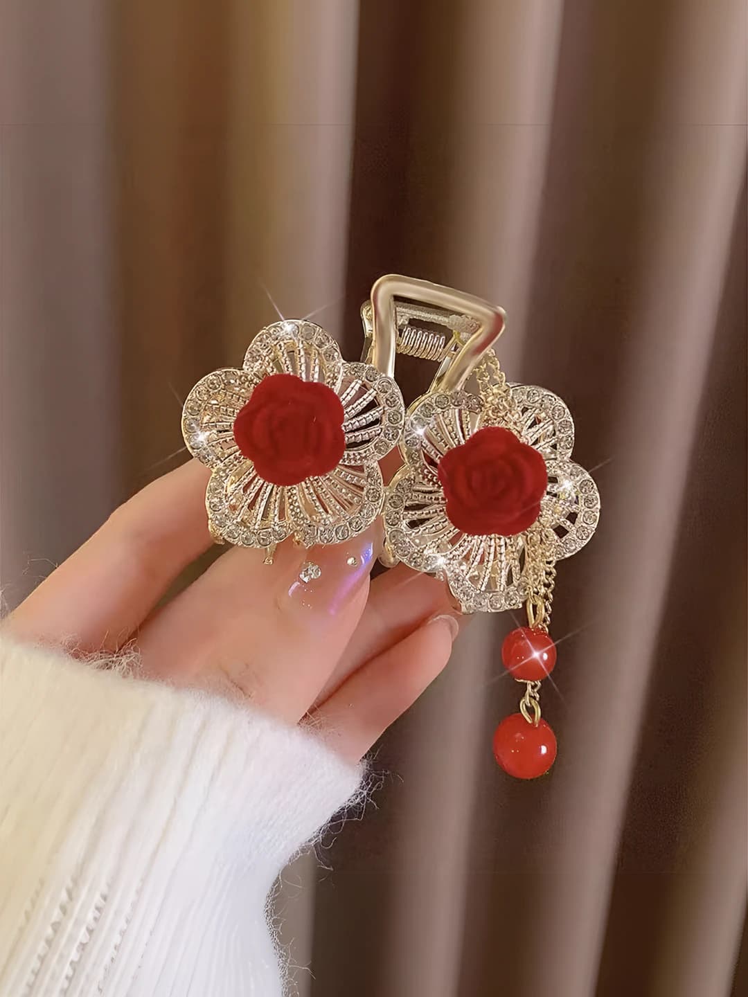 Red rose, clip, 7.5 cm