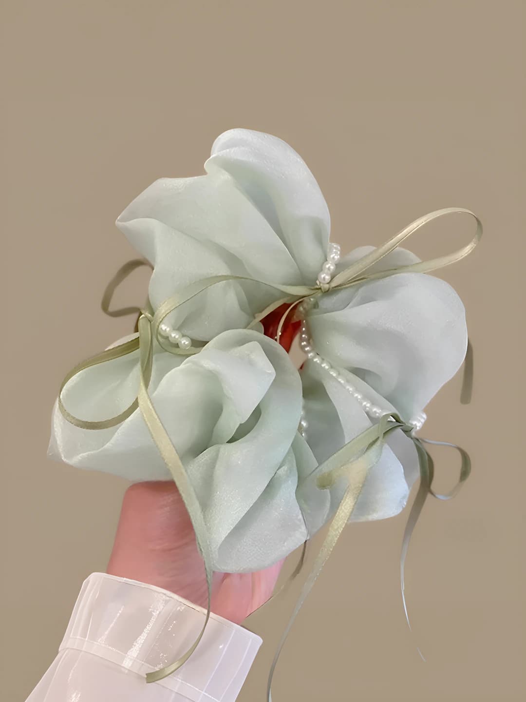3# Green mesh hair tie 9 cm