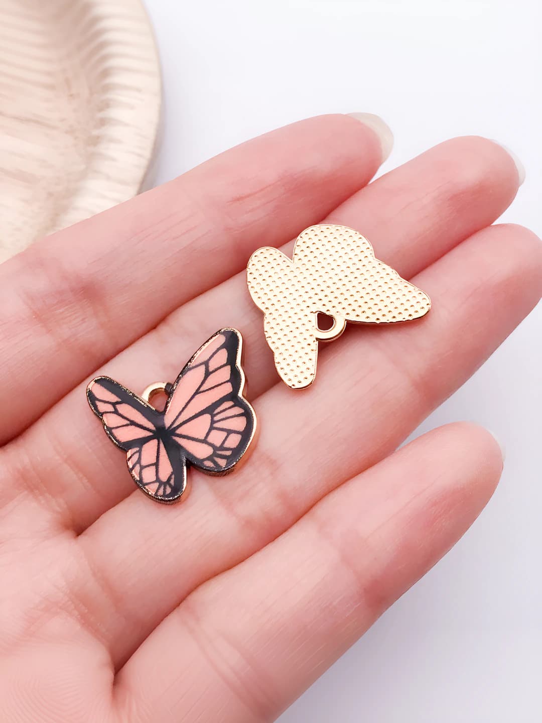 1 pc enamel print butterfly 18x19mm-1.3g-19058