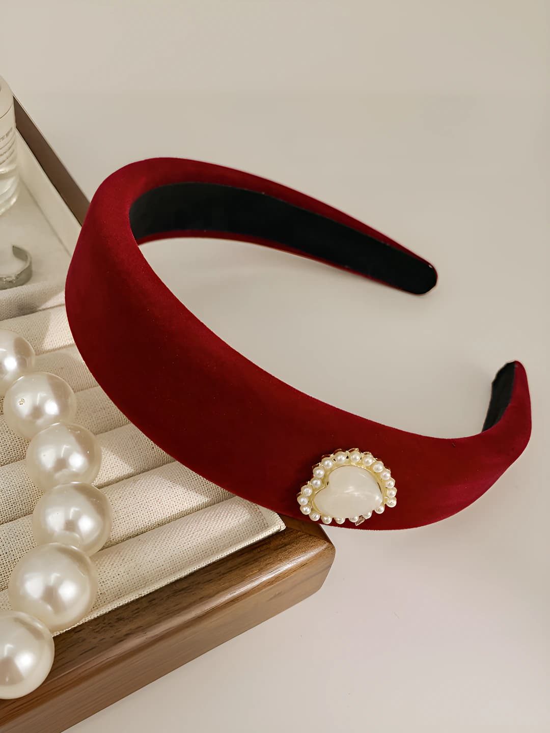 Red velvet pearl heart