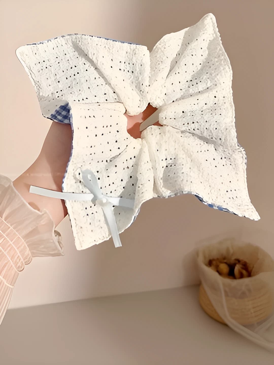 1# Ko'k katak krep ikki tomonli-kvadrat 24 sm