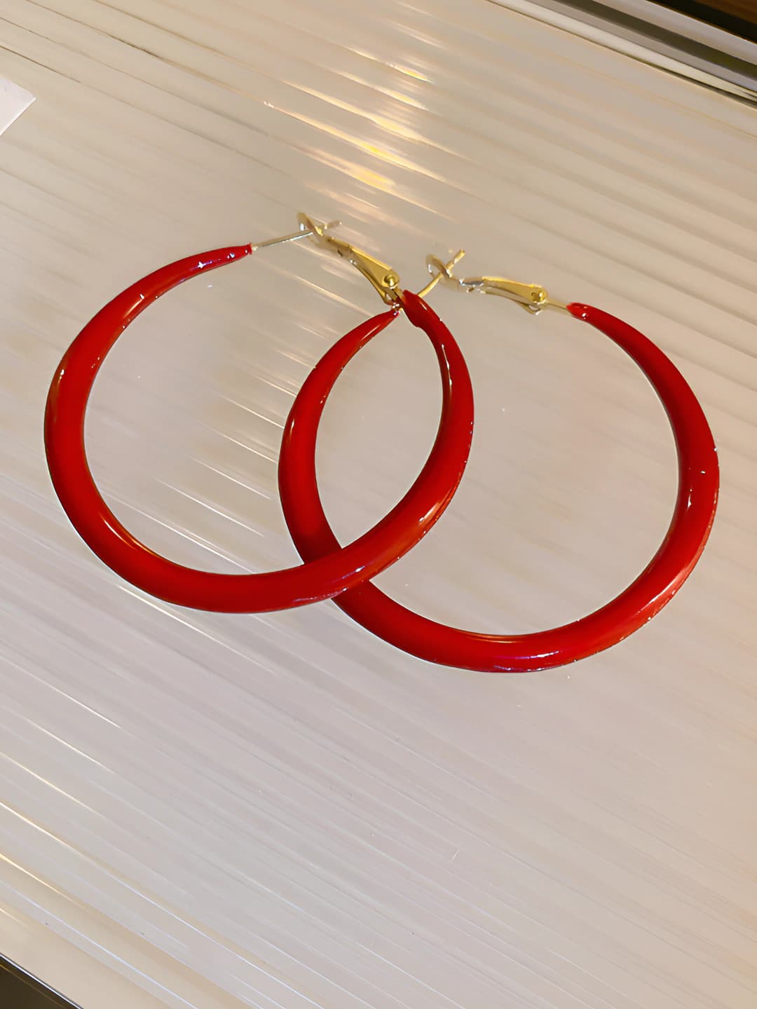 Silver post - Regular - Hoop - Dark red