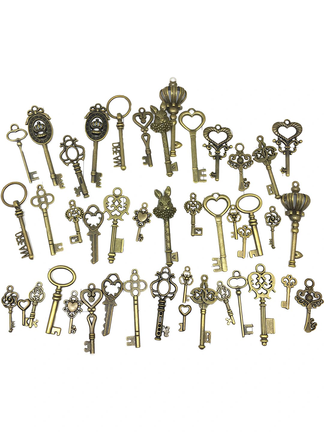 Women's retro metal key-shaped charms, DIY accessories, punk pendant, key pattern
