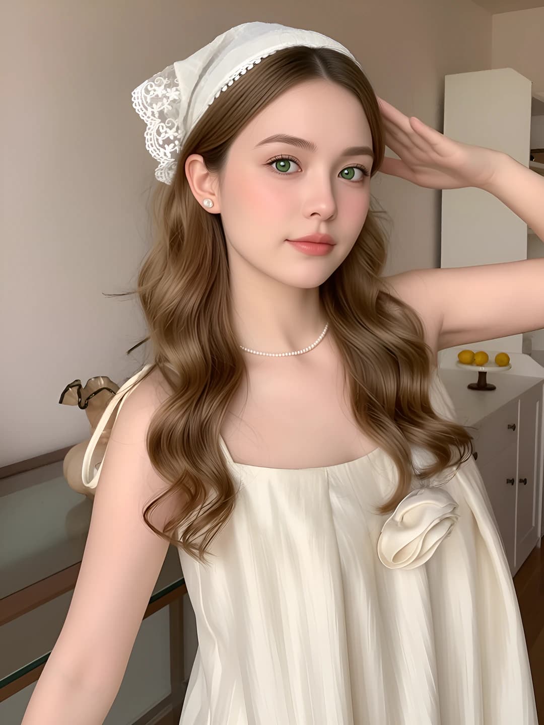 6# Beige lace headband