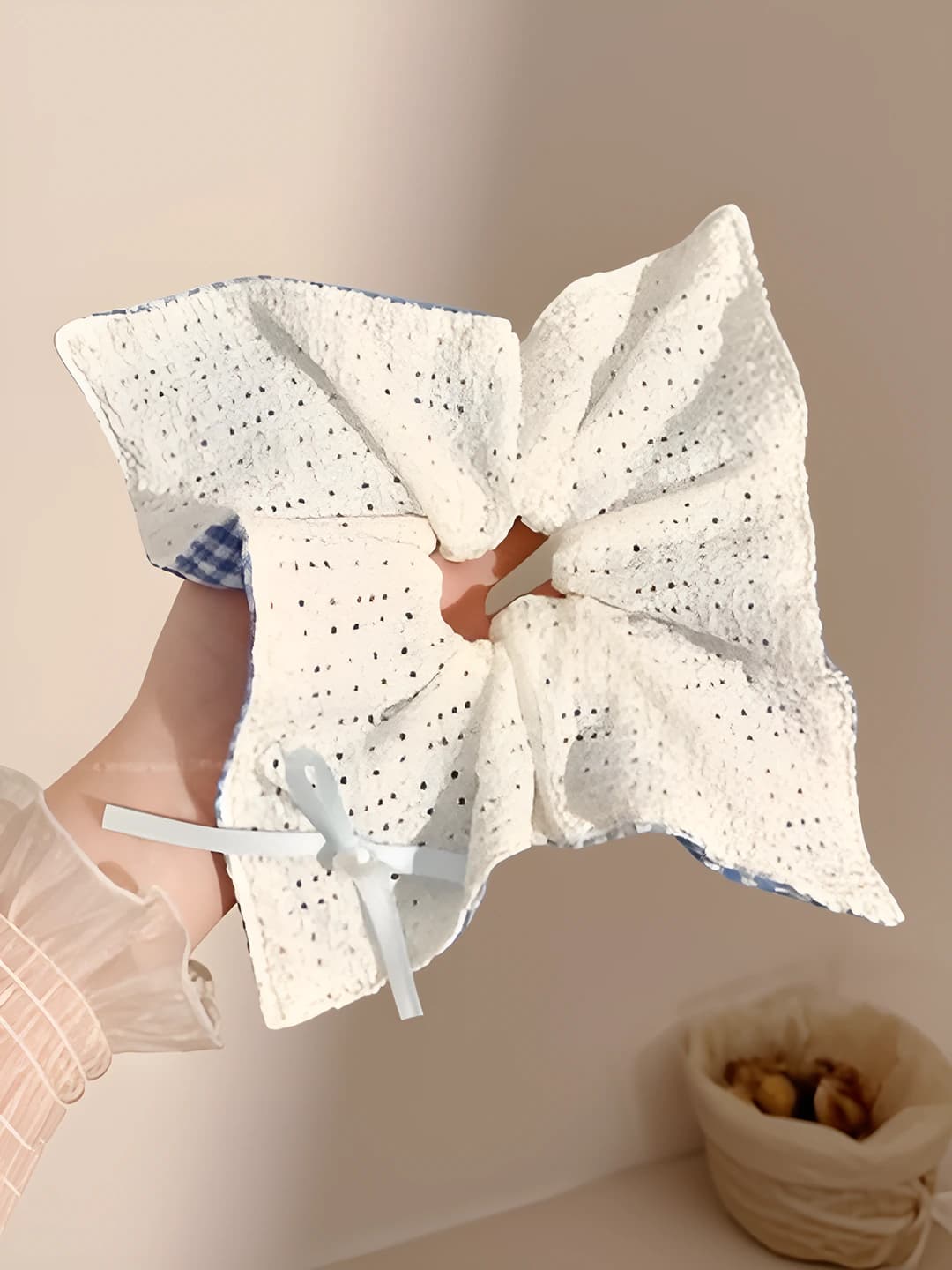 1# Ko'k katak krep ikki tomonli-kvadrat 24 sm