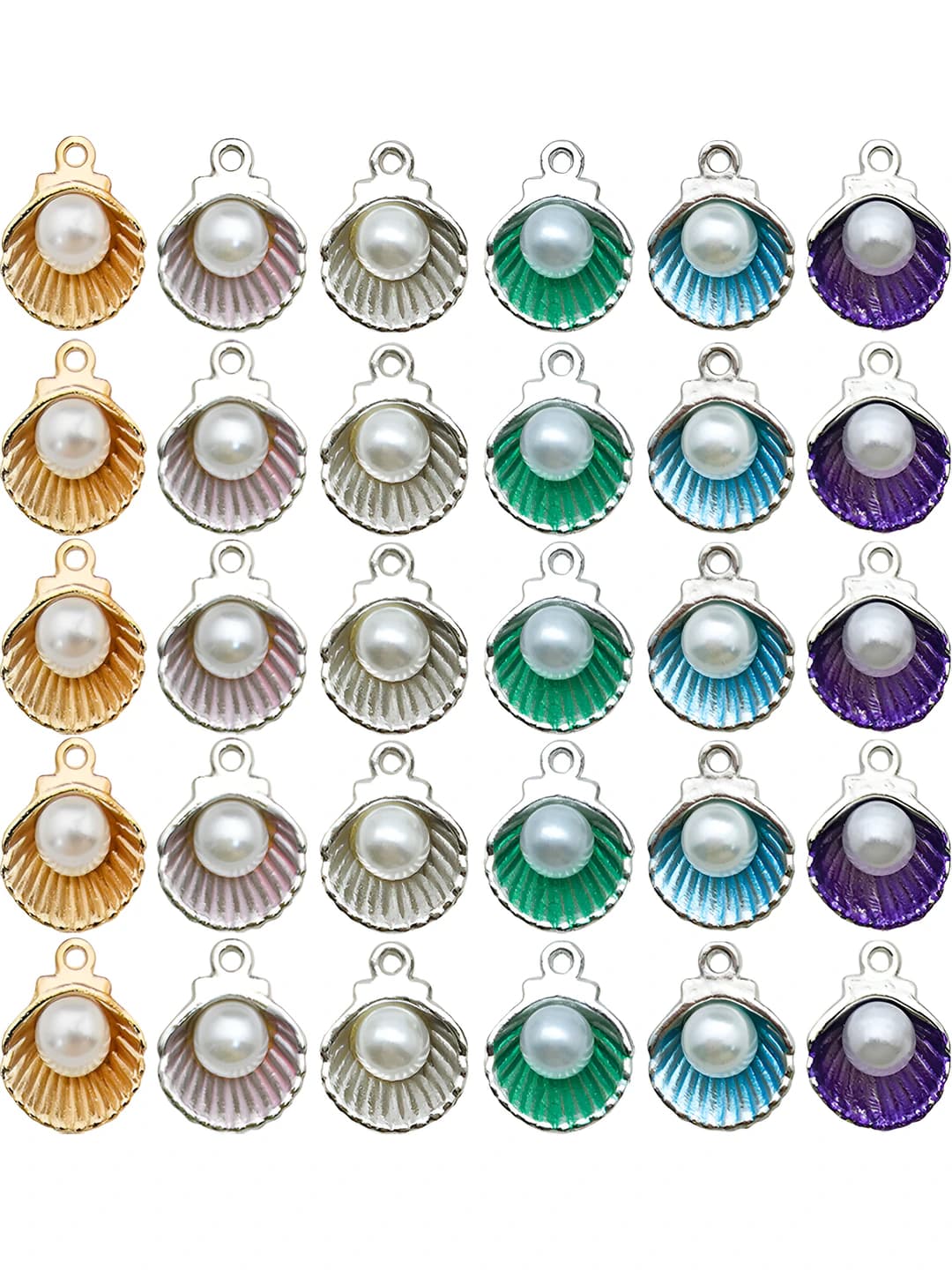 Women's shell pearl charm pendant, alloy, for handmade jewelry