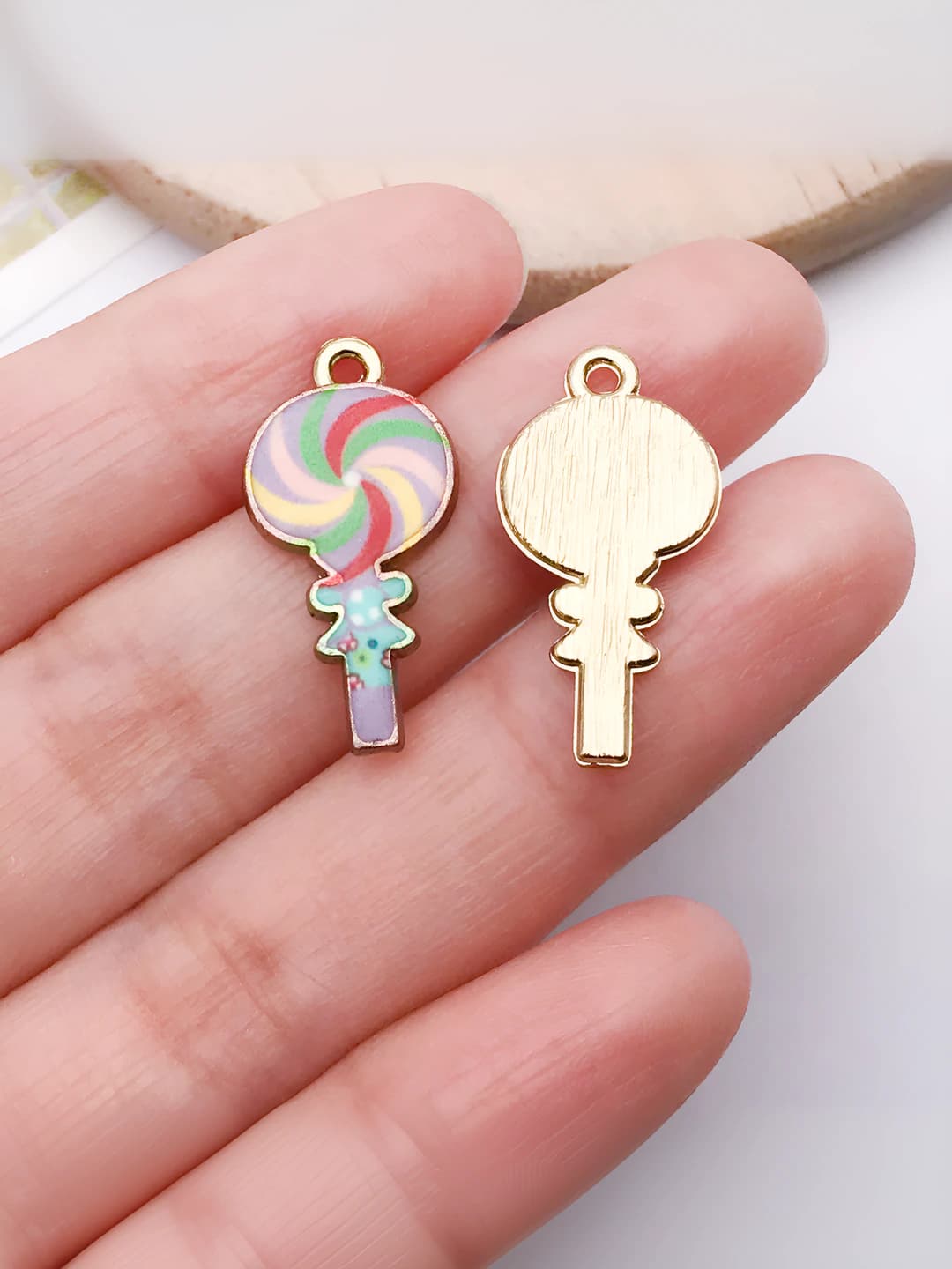 1 pc multicolour epoxy round lollipop 11x23mm-1.3g-15660