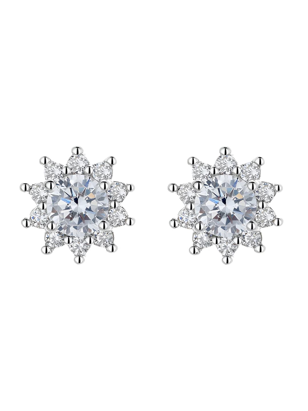 Ayollar uchun moissanite o'rnini bosuvchi kumush rangli quyosh guli shaklidagi zirkonli stud ziraklar