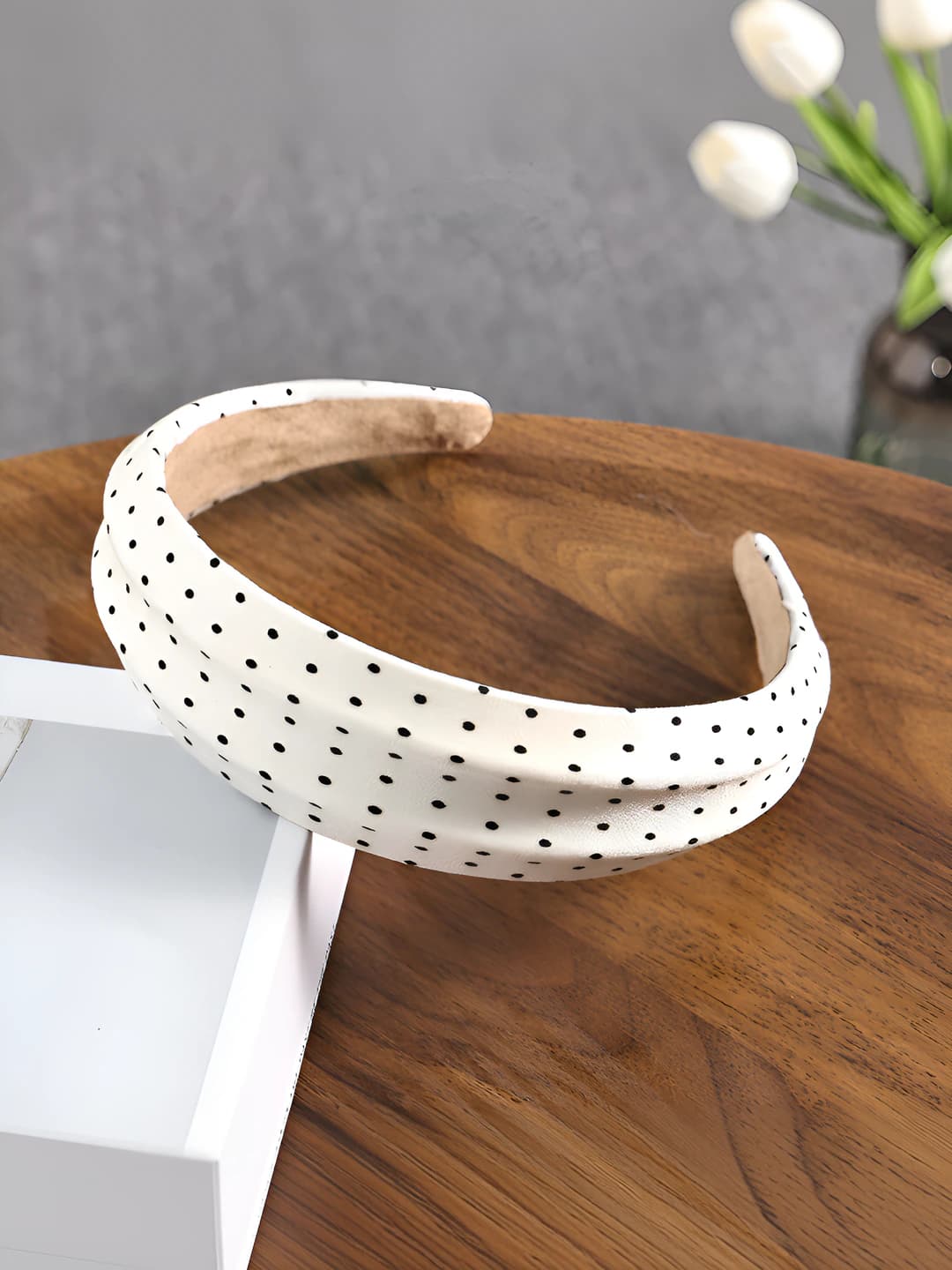 White, polka dot