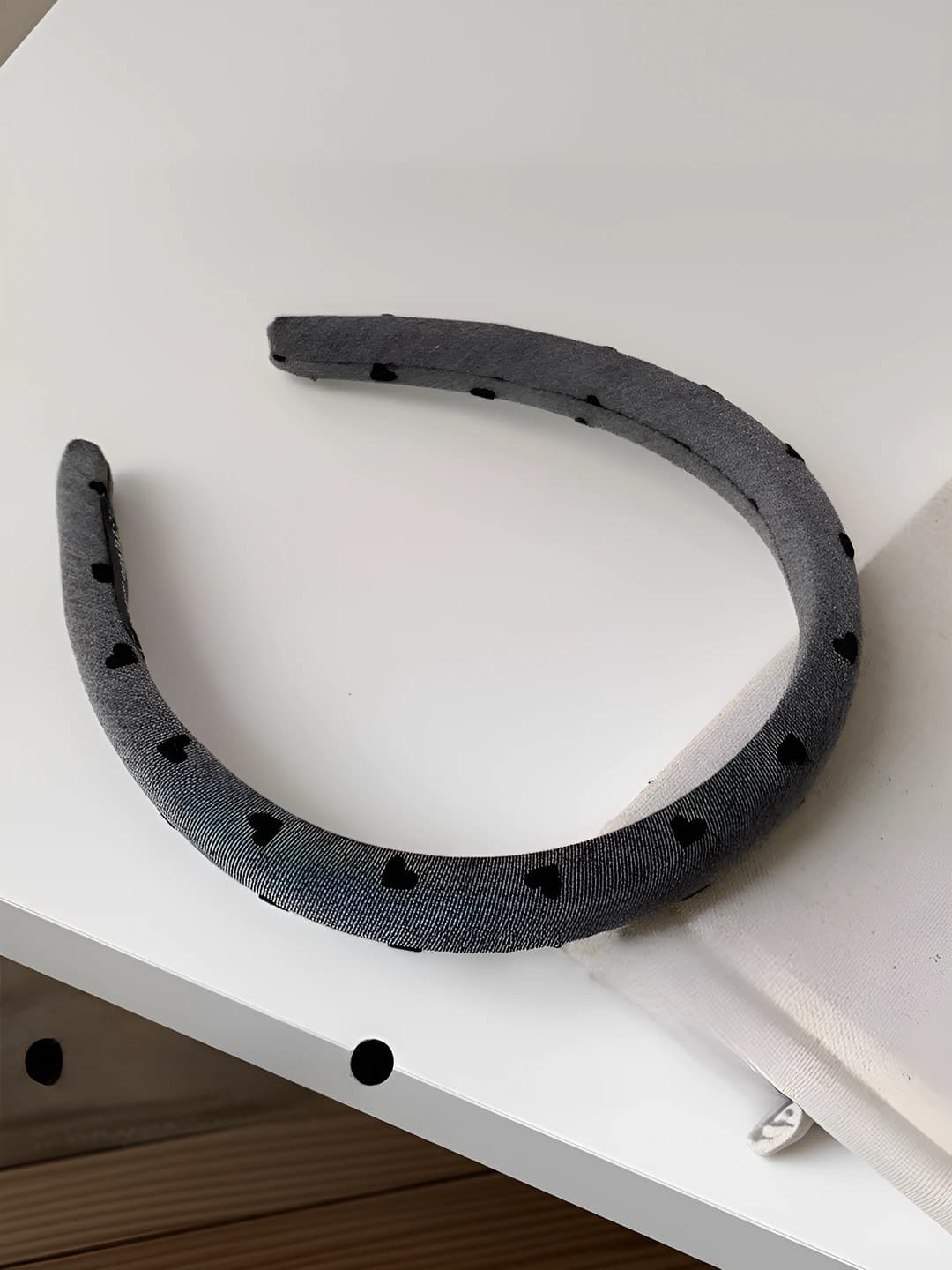3 cm grey heart sponge headband