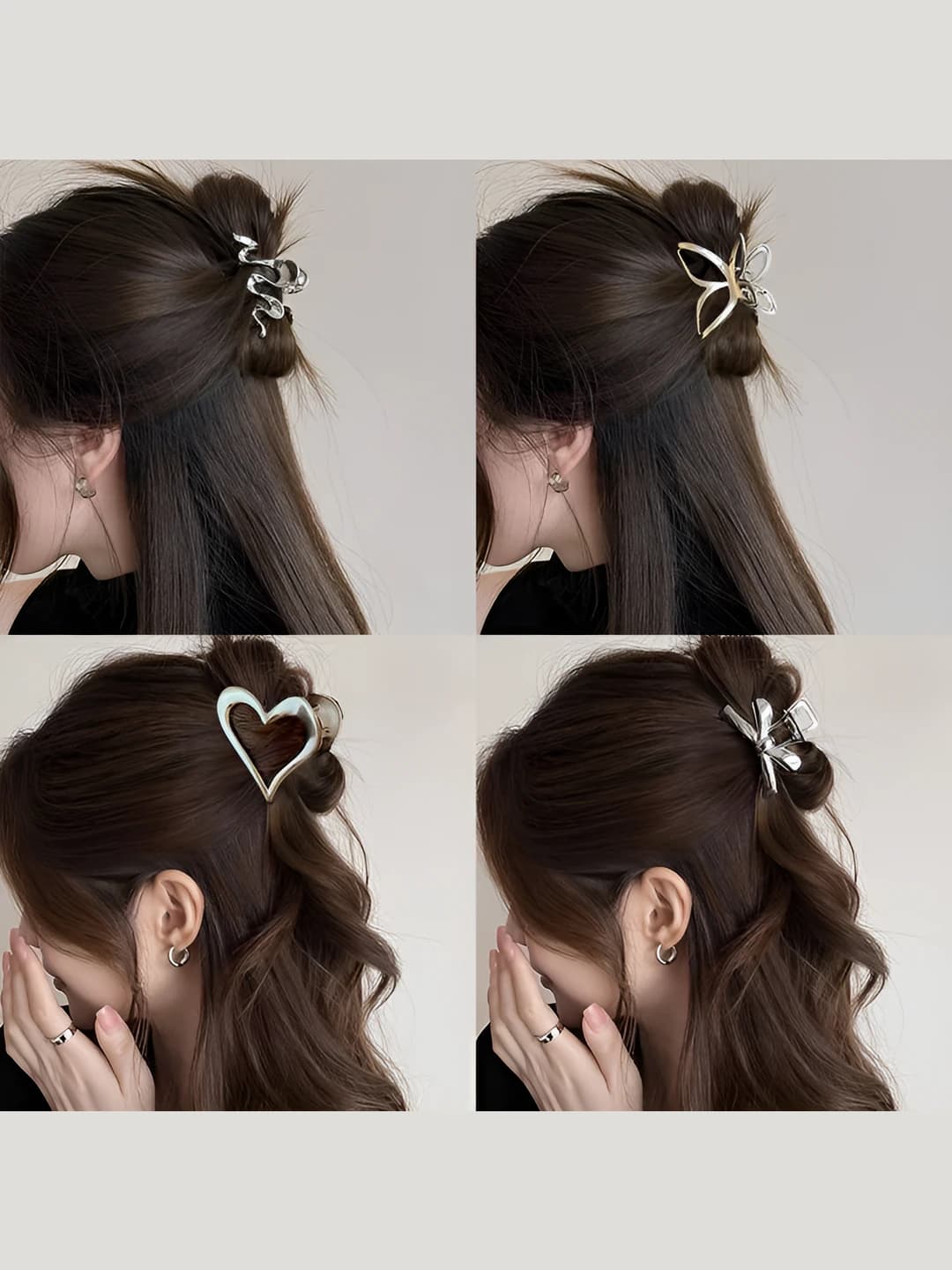 Women's hair clips and combs: metal, wavy, design element heart and bow, 2026