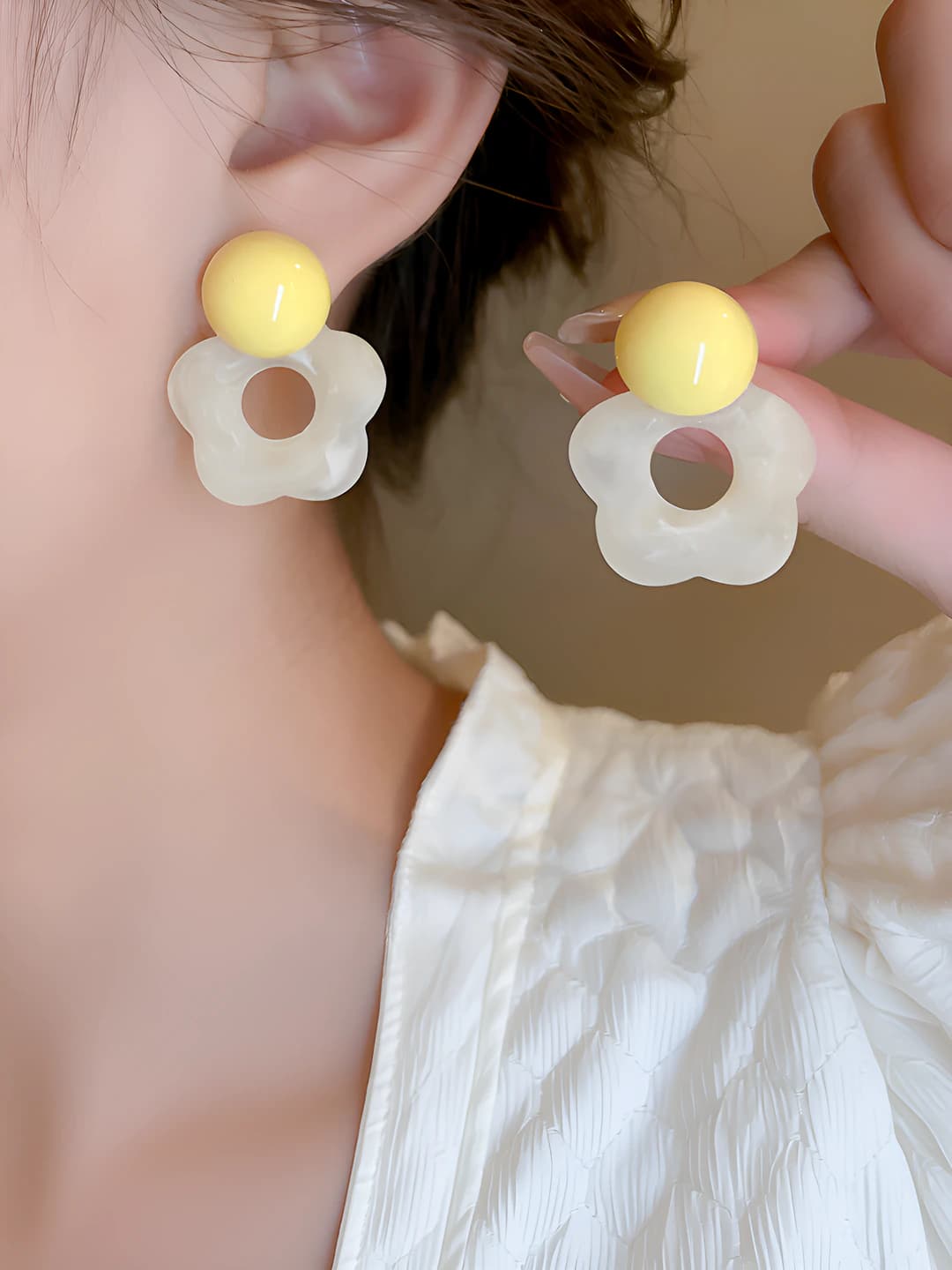 Ginger yellow acetate earrings